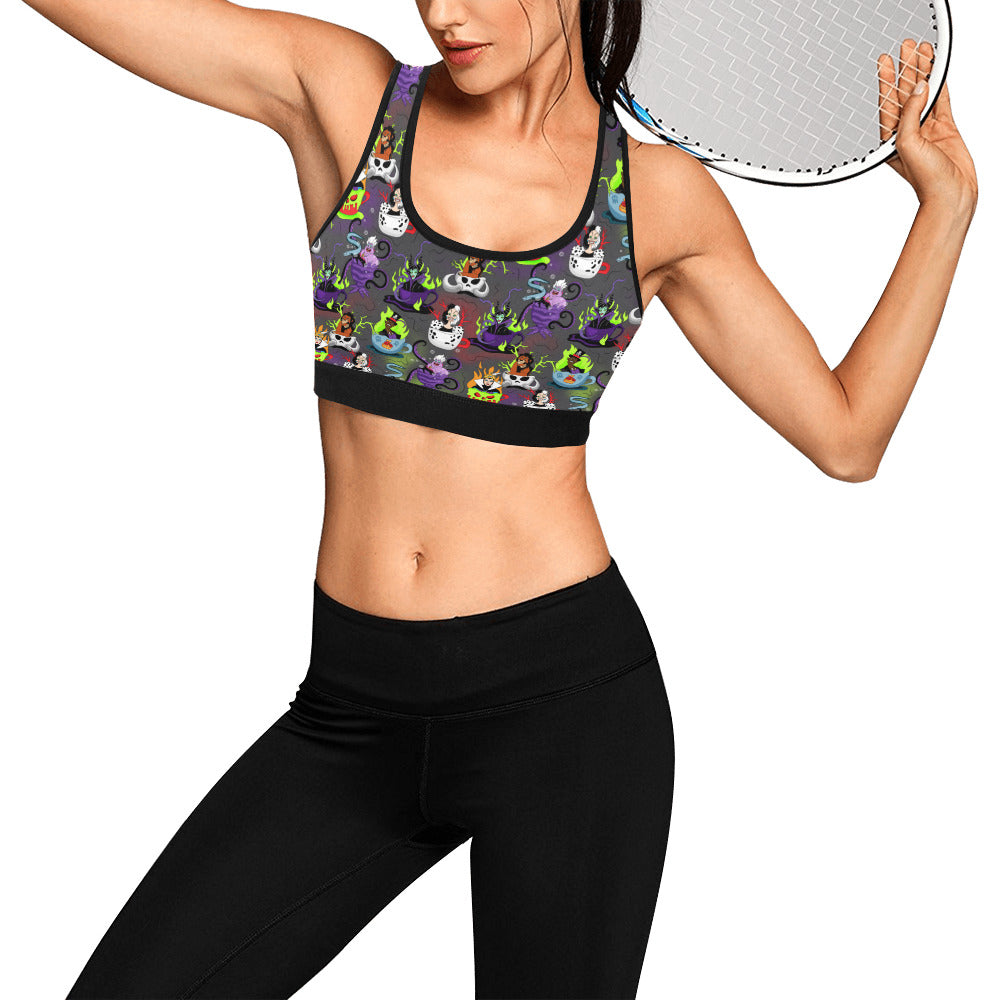 Villain Tea Cups Women's Athletic Sports Bra