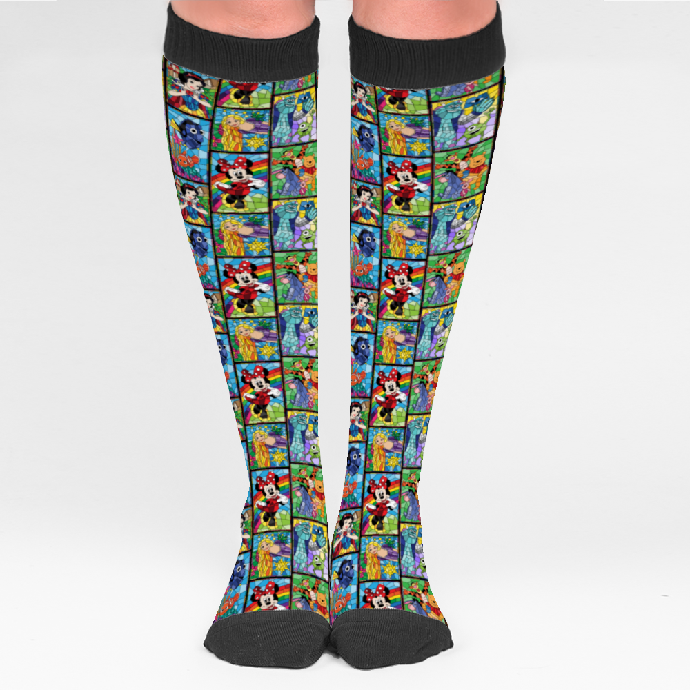 Stained Glass Characters Over Calf Socks