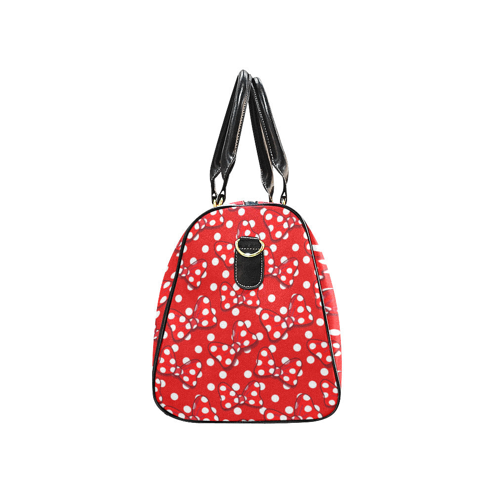 Red With White Polka Dot And Bows Waterproof Luggage Travel Bag