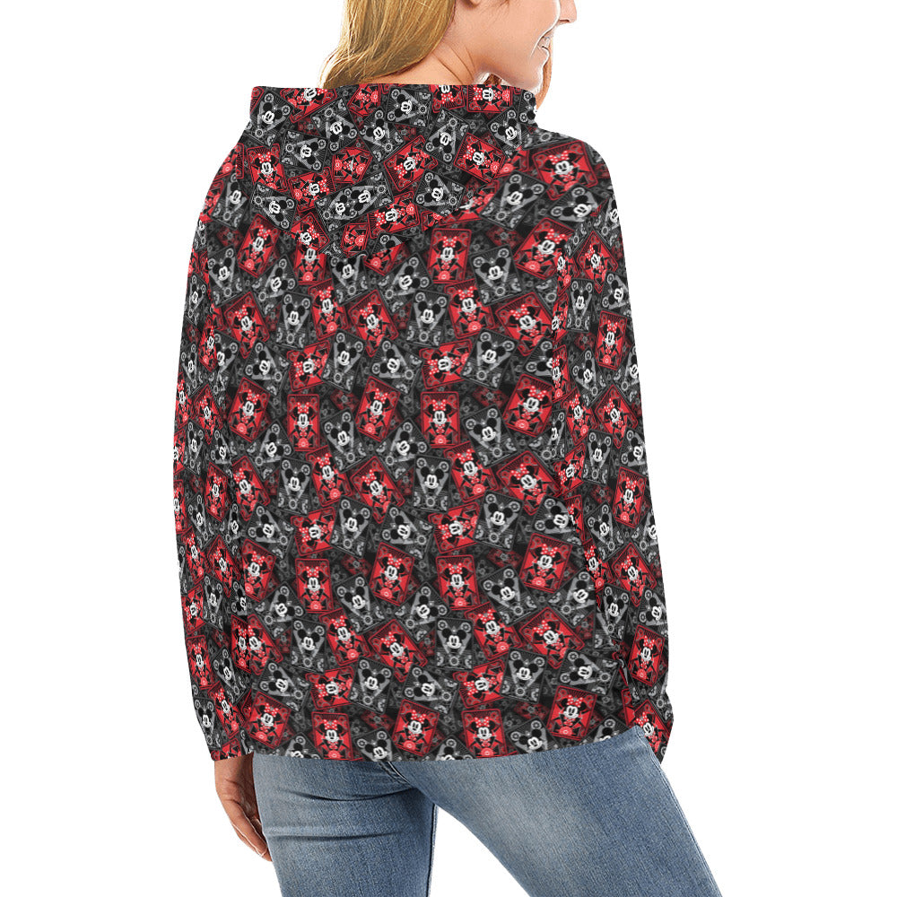 Steamboat Mickey And Minne Cards Hoodie for Women