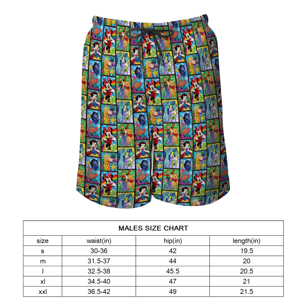 Stained Glass Characters Men's Swim Trunks Swimsuit