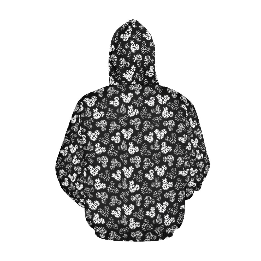 Black And White Animal Prints Hoodie for Women