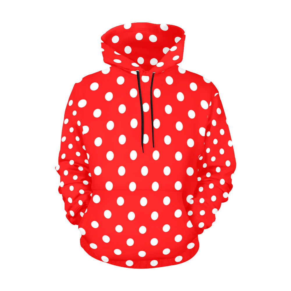 Red With White Polka Dots Hoodie for Women