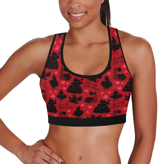 Disney Alice In Wonderland Queen Of Hearts Off With Their Heads Women's Athletic Sports Bra