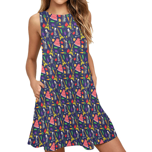 Favorite Chef Sleeveless A-Line Pocket Dress