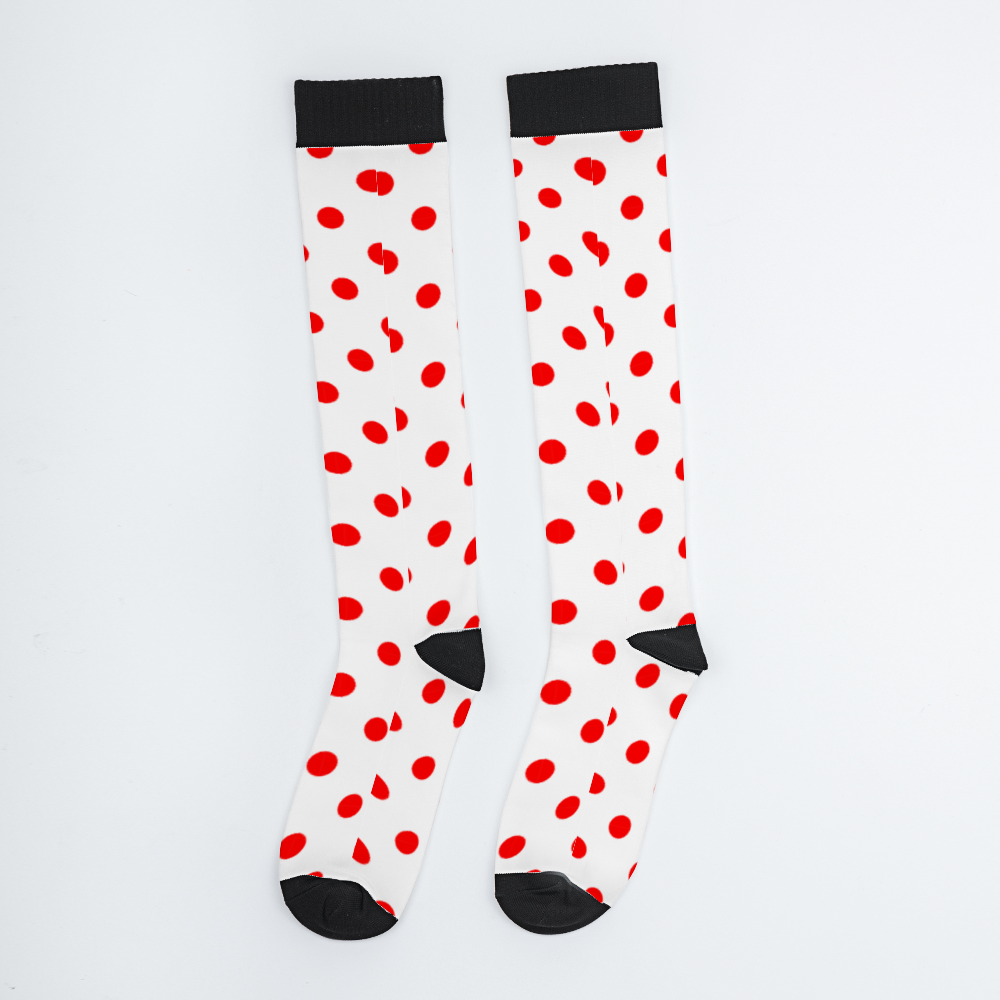 White With Red Polka Dots Over Calf Socks