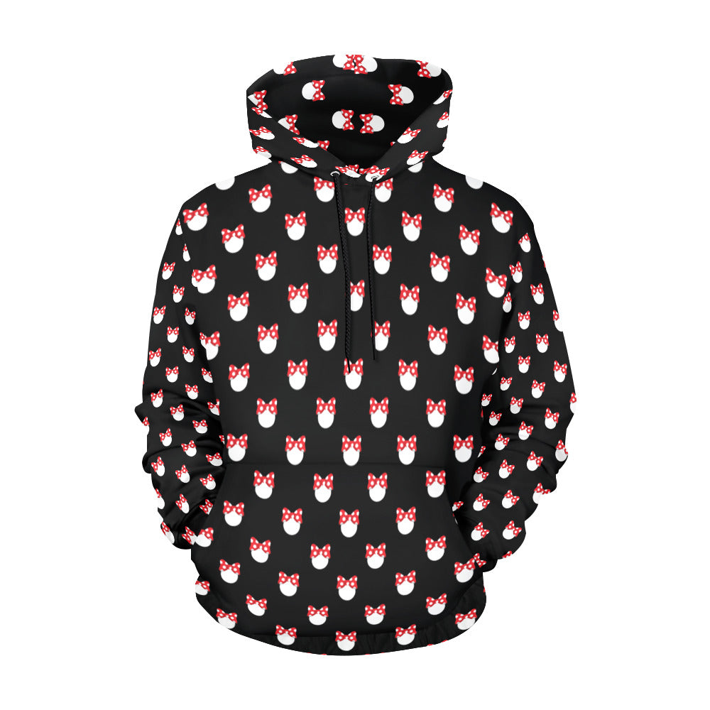 White Polka Dot Red Bow Hoodie for Women