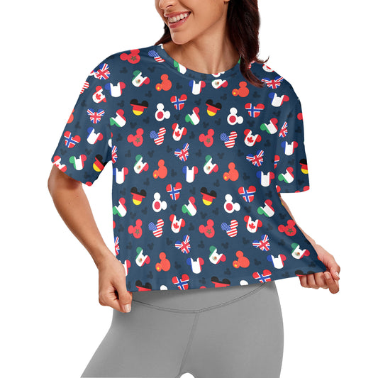 Mickey Flags Women's Cropped T-shirt
