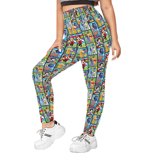 Stained Glass Characters Women's Plus Size Athletic Leggings