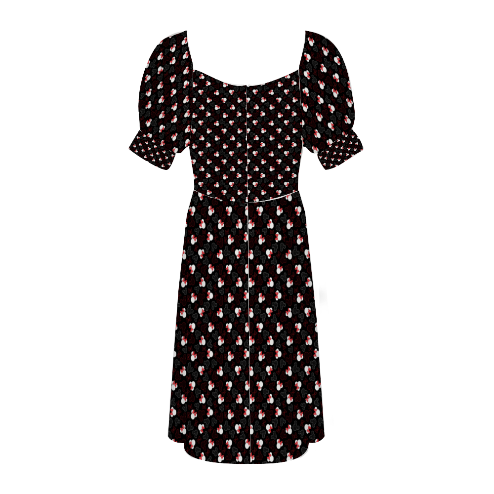 Mickey And Minnie Dots Women's Short Sleeve V-neck Knee-Length Dress