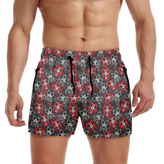 Steamboat Mickey And Minnie Cards Men's Quick Dry Athletic Shorts