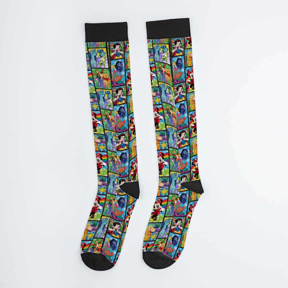 Stained Glass Characters Over Calf Socks