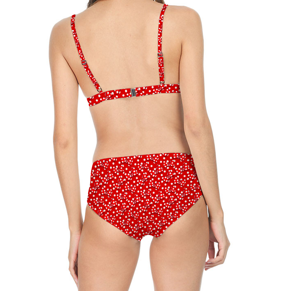 Red With White Polka Dot And Bows Women's One-Piece Swimsuit