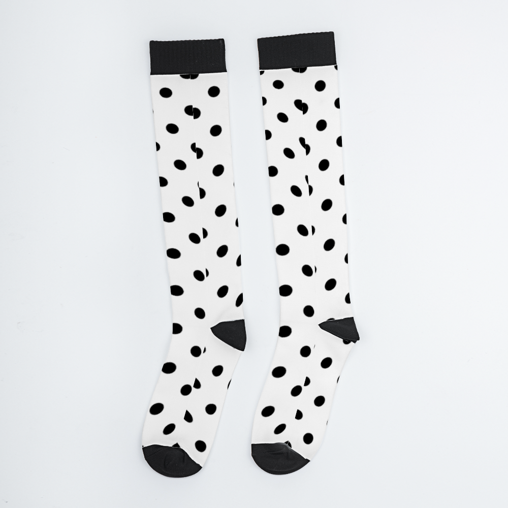 White With Black Polka Dots Over Calf Socks