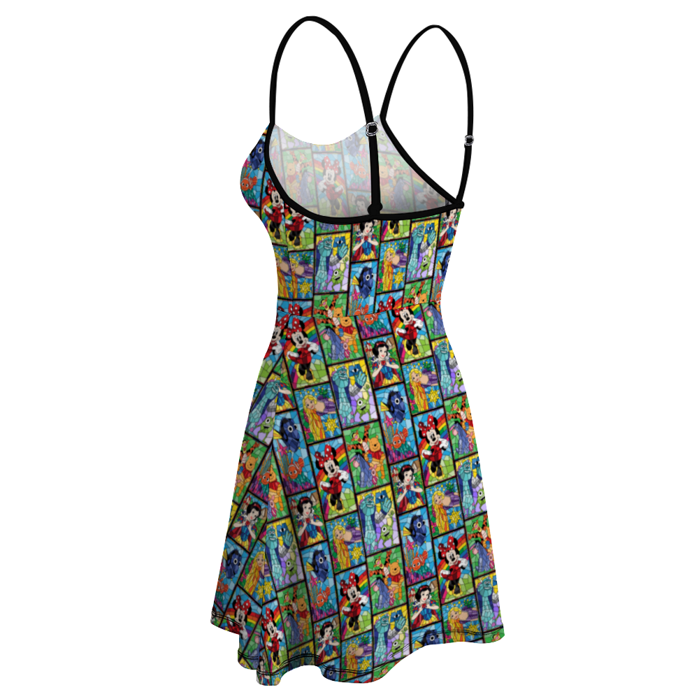 Stained Glass Characters Women's Sling Short Dress