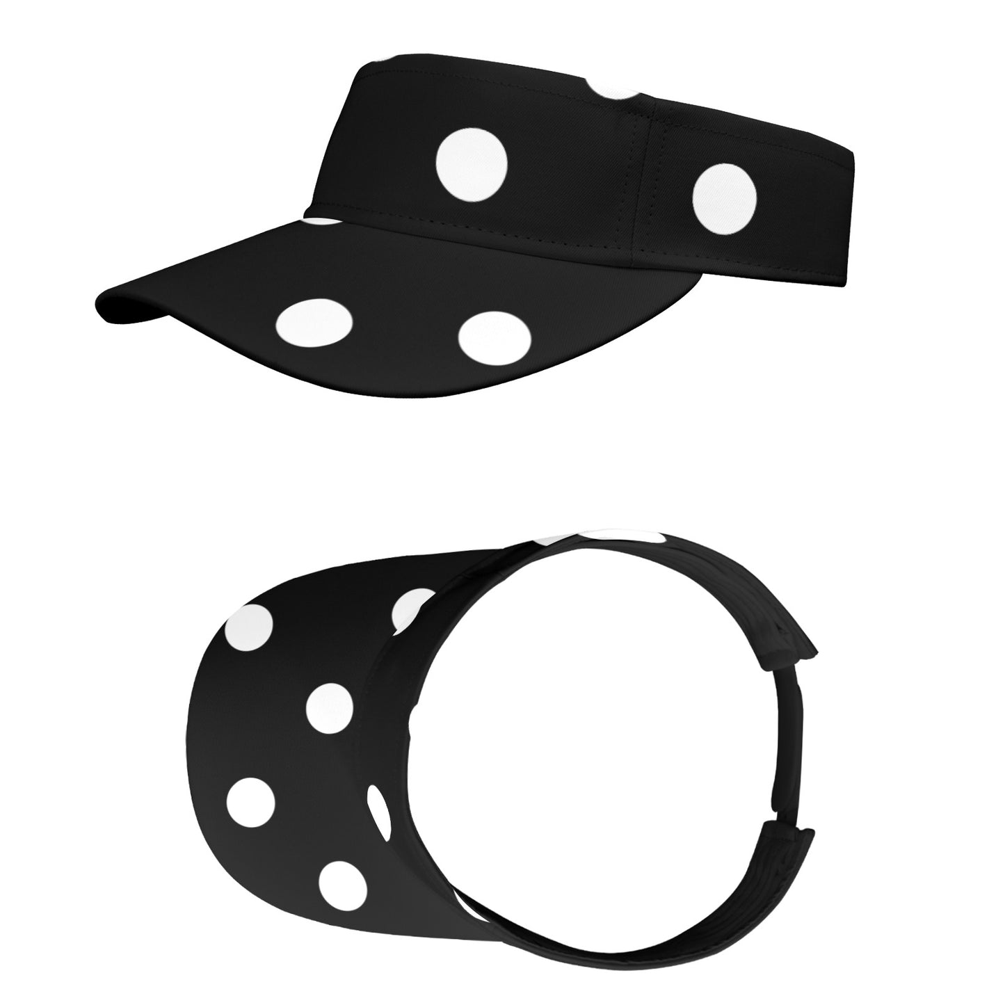 Black With White Polka Dots Athletic Visor