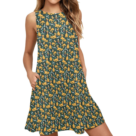 Disney Pluto Life Is Better With A Dog Sleeveless A-Line Pocket Dress