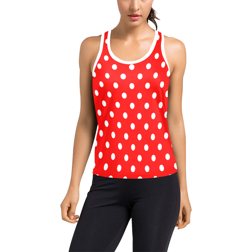 Red Racerback Tank Red With White Polka Dots Women's Racerback Tank Top – Ambrie