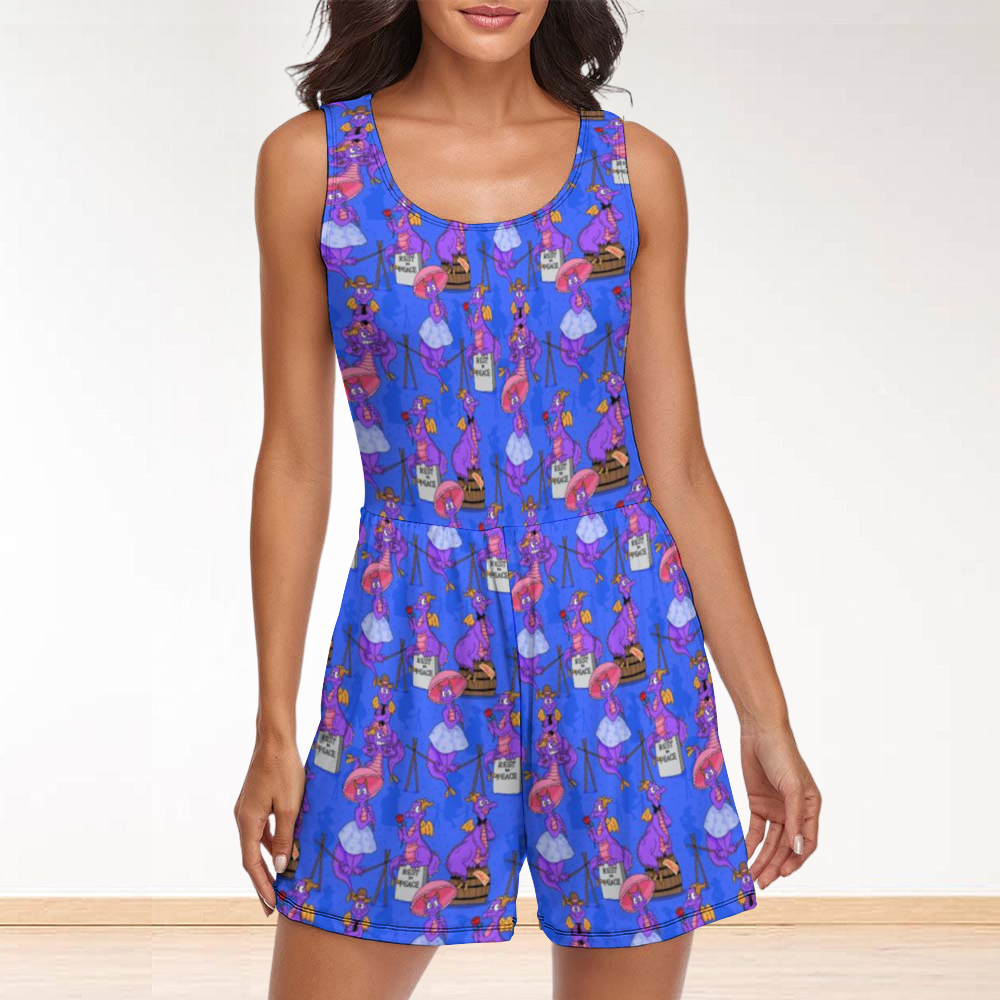 Haunted Mansion Figment Women's Sleeveless Jumpsuit Romper With Pockets