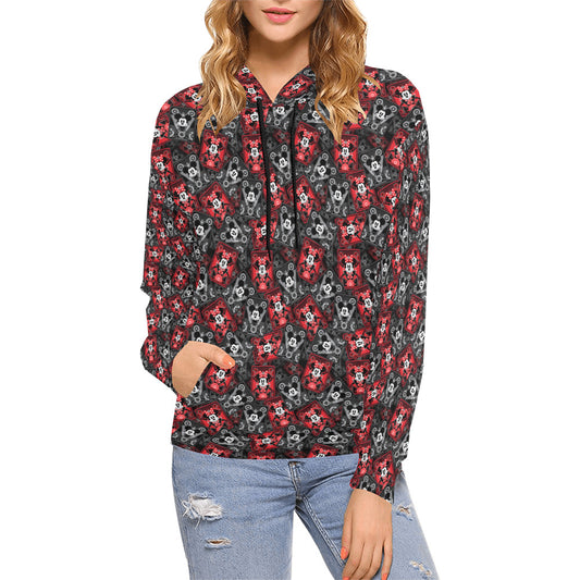 Steamboat Mickey And Minne Cards Hoodie for Women