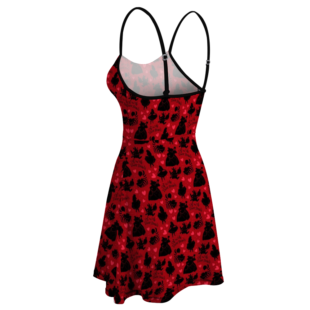 Disney Alice In Wonderland Queen Of Hearts Off With Their Heads Women's Sling Short Dress