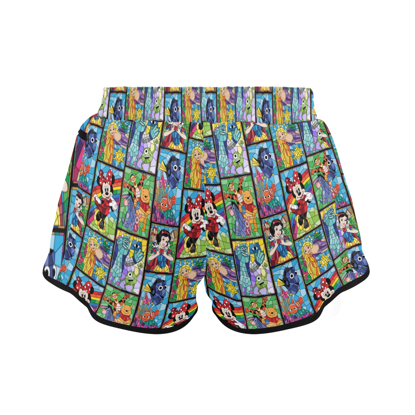 Stained Glass Characters Women's Athletic Sports Shorts