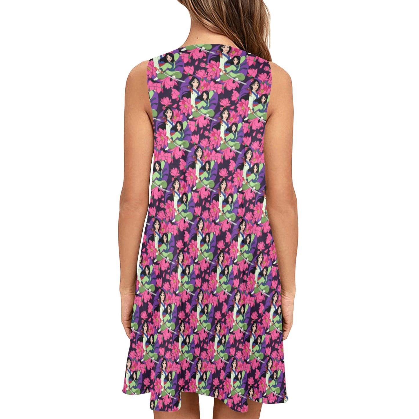 Disney Mulan Blooming Flowers Sleeveless A-Line Pocket Dress