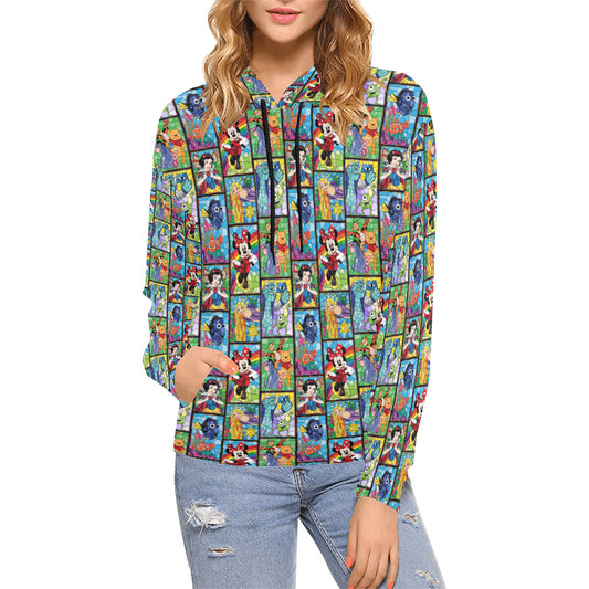 Stained Glass Characters Hoodie for Women