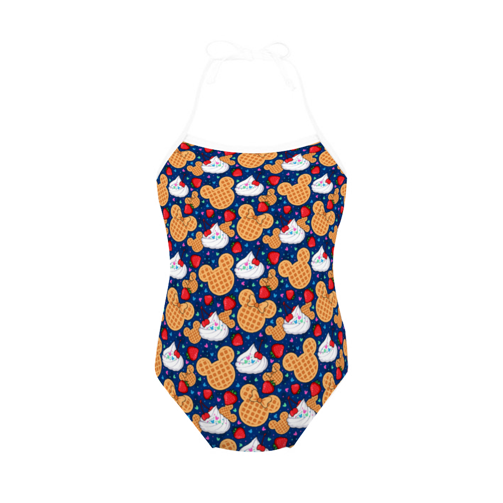 Waffles Girl's Halter One Piece Swimsuit